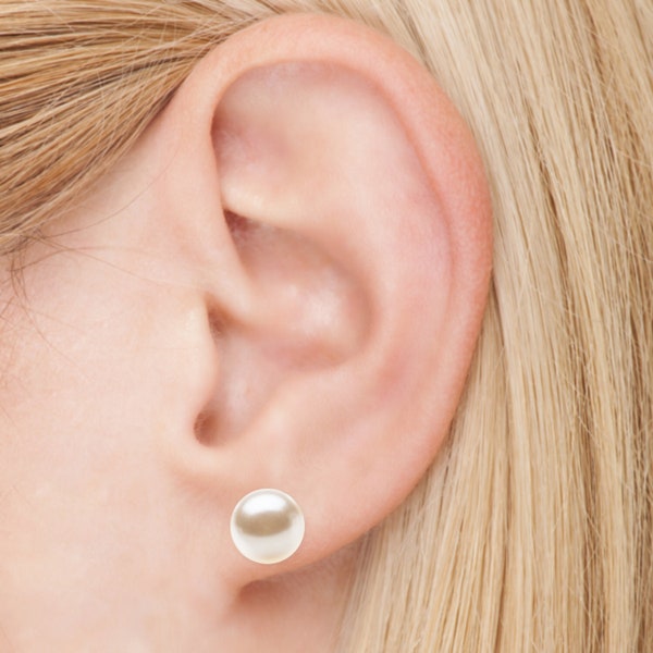 Boucles d'oreilles - Perles véritables d’eau douce naturels - clou en Argent 925 - Mariage - Bride - Classic - Pearl- Minimalist - wedding