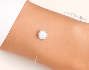 Transparent Floating Bracelet | Austrian Crystal | Invisible Bracelet | Minimalist Bracelet | 925 Silver | Gold Plated | Crystal Bracelet