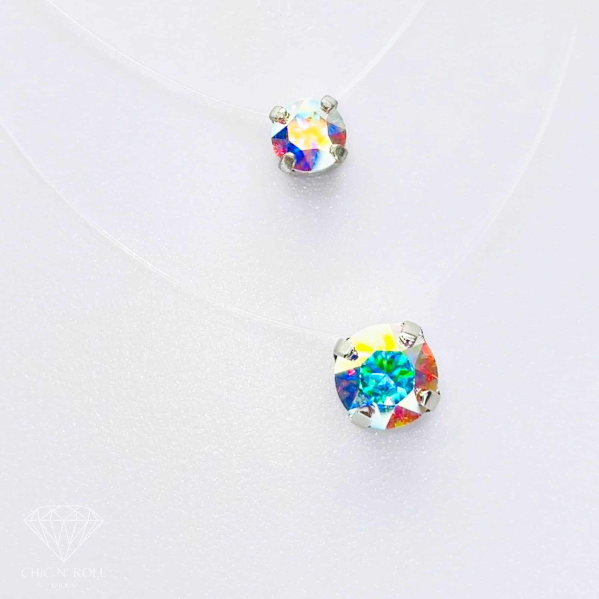 Transparent Necklace - Austrian Crystal | 6mm or 8mm Pendant | AB ...