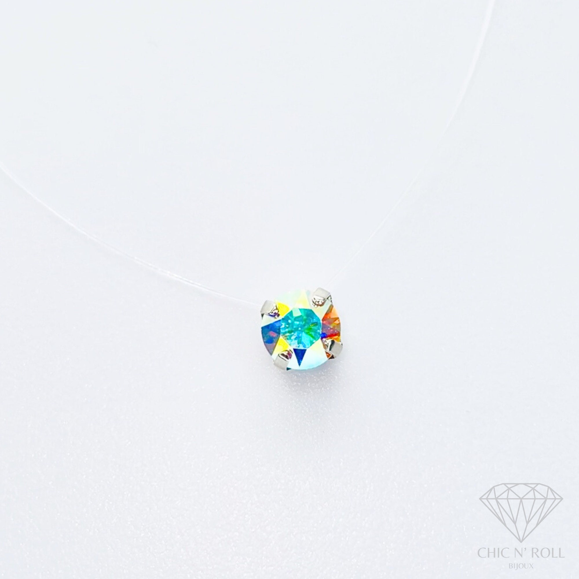 Transparent Necklace - Austrian Crystal | 6mm or 8mm Pendant | AB ...