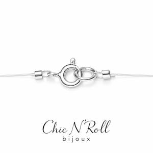 Invisible necklace - 925 Sterling Silver finish - Solitaire (4 prongs) in 6mm or 8mm Austrian Crystal - transparent nylon thread - Choker image 7