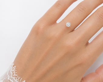Minimalist Floating Transparent Ring | 4mm Austrian Crystal or 5mm Irregular White Pearl | Custom Size Invisible Ring