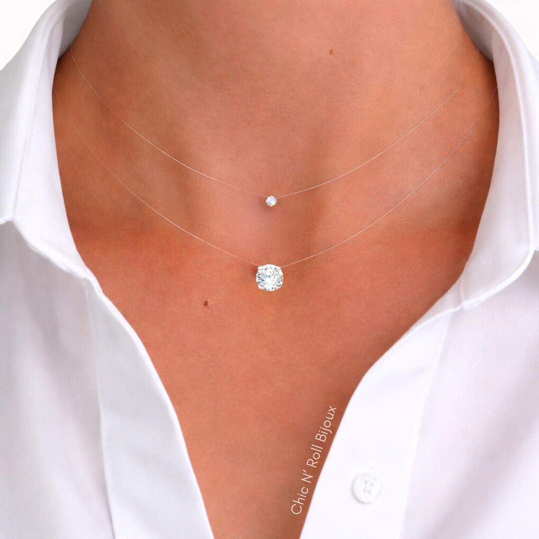 Invisible Necklace | Austrian Crystal Necklace | Choker | 4mm or 6mm ...