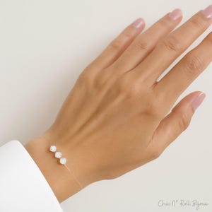 Adjustable Invisible Bracelet with 4mm Austrian Crystals Triple Solitaire | Customizable | 925 or Gold Plated Clasp