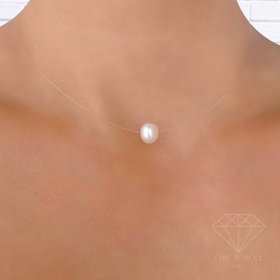 Collier perle fil transparent