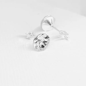 Swarovski® Elements Crystal Earrings Shiny 4mm 6mm 8mm 925 Silver Studs Clear Minimalist Women Flange image 2