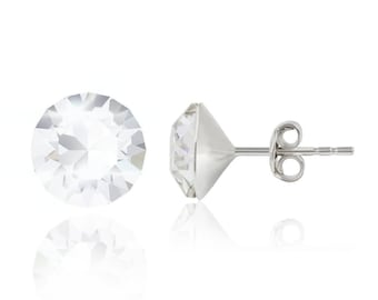 Ohrringe - Hochzeit - Swarovski® Elements Cristal - Silber 925 - Nägel - Klein - Transparent - Glänzend 6mm - Minimalistisch - Geschenk