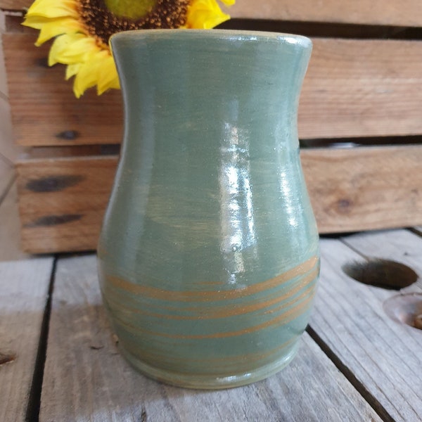 Keramik Vase handgemacht, Kleine Vase,Tischdeko, Mama,Freundin, Schwester * Grün, Gelb ,getöpfert, handgefertigt