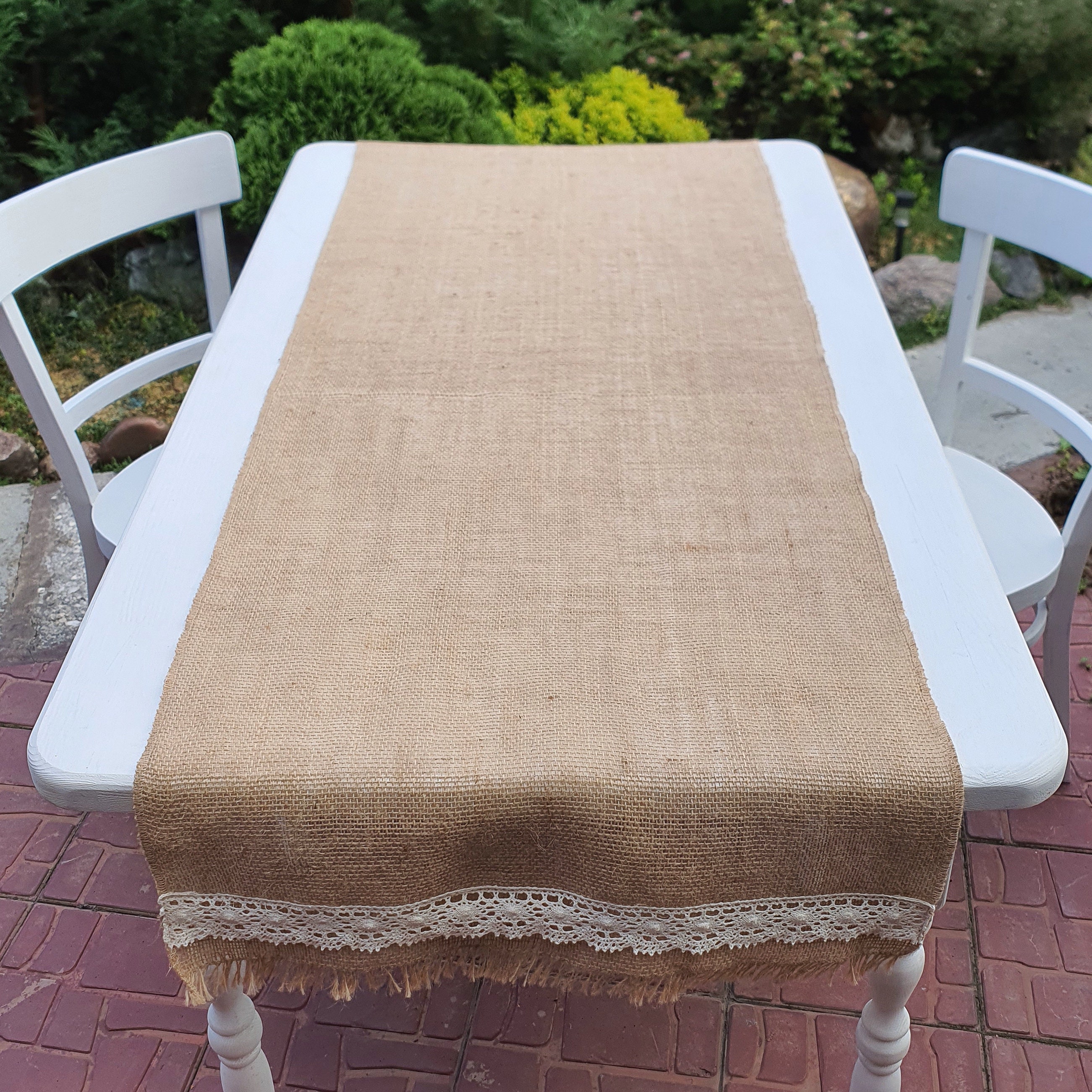 Vintage Table runner Jute Rustic wedding Farmhouse Table decor Etsy