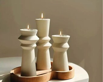 Nordic Simple Concrete Candle Inserted Silicone Mold Household Furnishing Mold Cement Candlestick Silicone Mold Tealight Holder mold