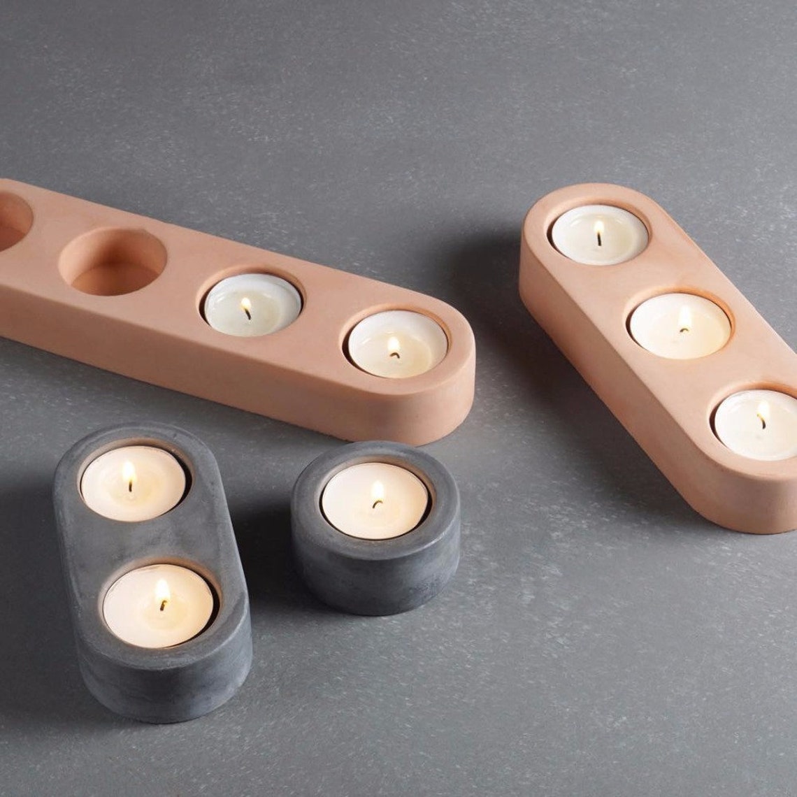 Concrete Tealight Molds Silicone Candlestick Molds DIY Cement Etsy