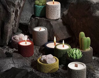 Ins style Multi size silicone candle vessel molds,concrete silicone molds ,Retro moon pattern concrete molds Cement cactus potted Molds