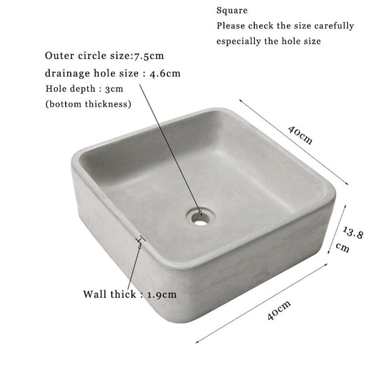 Circular Concrete sink silicone mold bathroom square sink pot mold home decoration cement washbasin mold various designs Basin Molds 40*14cm square