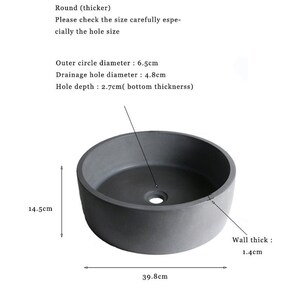 Circular Concrete sink silicone mold bathroom square sink pot mold home decoration cement washbasin mold various designs Basin Molds 40*13cm round thick