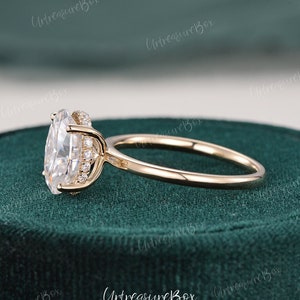 Hidden Halo 3 Carat Oval Cut Engagement Ring Women Yellow Gold Moissanite Engagement Ring Carat Choice Minimalist Promise Ring Simple Ring