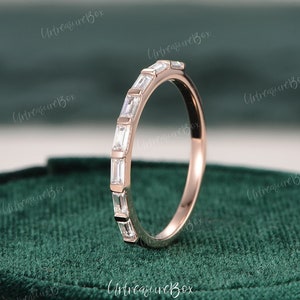 Vintage Baguette Cut Diamond Ring Lab Grown diamond Wedding band Rose Gold Baguette Cut Ring Wedding Band Women Anniversary Ring Gift Women
