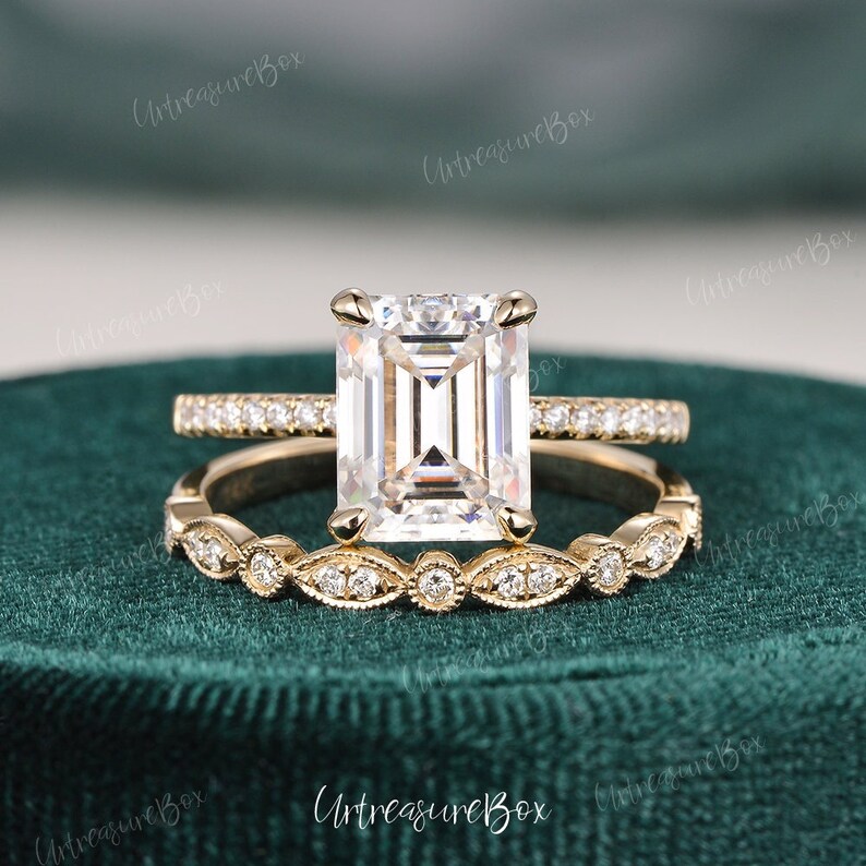 2.5ct Emerald Cut Engagement Ring Hidden Halo Emerald Cut Etsy