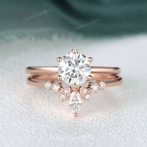 Rose Gold Ring Enhancer Women Wedding Ring Enhancer Wedding Band Diamond Custom Curved Wedding Band Moissanite Double Ring Anniversary Gift image 8