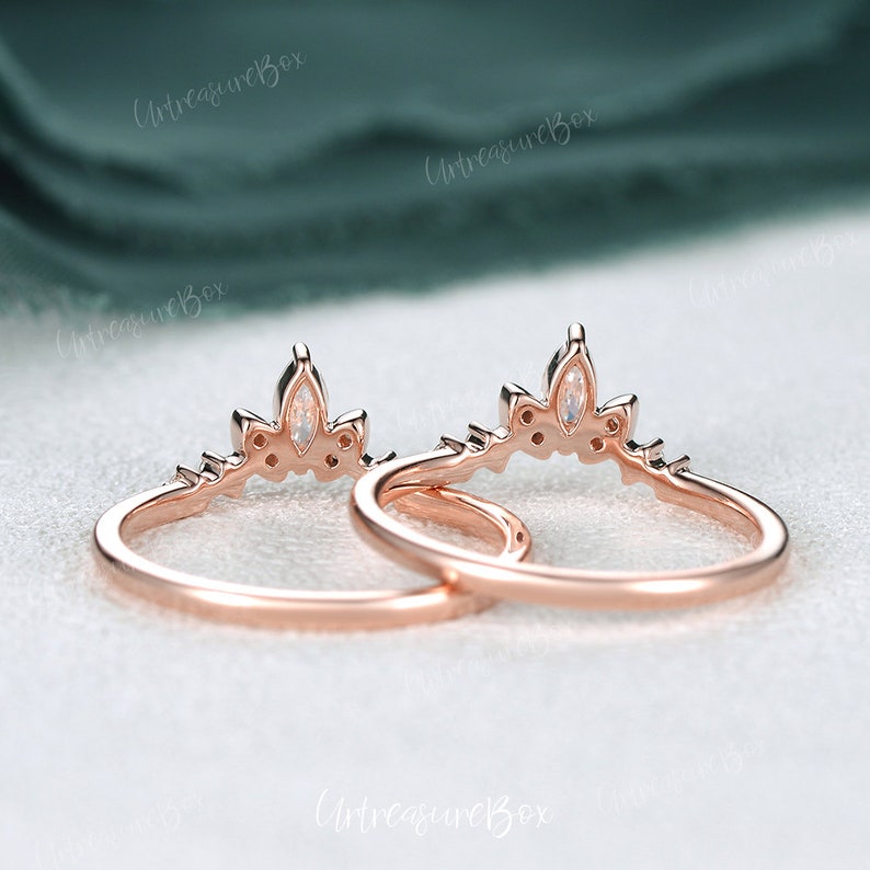 Rose Gold Ring Enhancer Women Wedding Ring Enhancer Wedding Band Diamond Custom Curved Wedding Band Moissanite Double Ring Anniversary Gift image 6