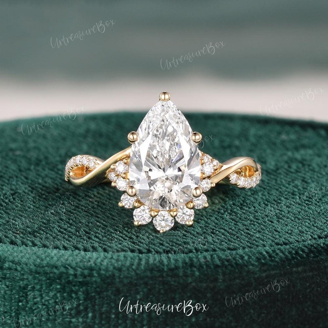 1.5ct Pear Shaped Lab Grown Diamond Engagement Ring IGI Certified E ...
