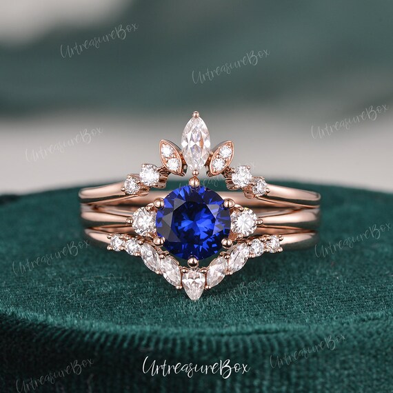 Vintage sapphire wedding on sale sets