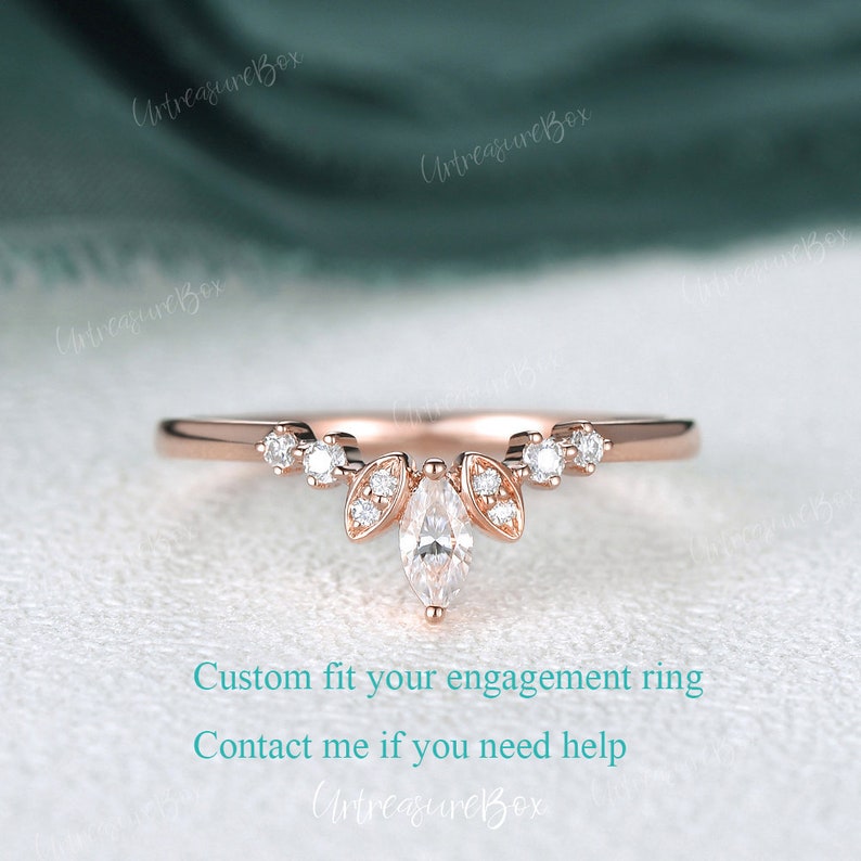 Rose Gold Ring Enhancer Women Wedding Ring Enhancer Wedding Band Diamond Custom Curved Wedding Band Moissanite Double Ring Anniversary Gift image 5