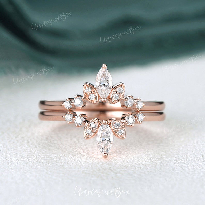 Rose Gold Ring Enhancer Women Wedding Ring Enhancer Wedding Band Diamond Custom Curved Wedding Band Moissanite Double Ring Anniversary Gift image 4