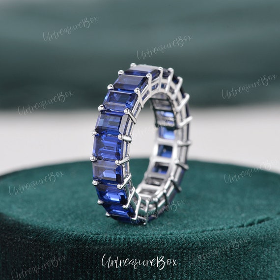 Emerald cut sapphire eternity band best sale