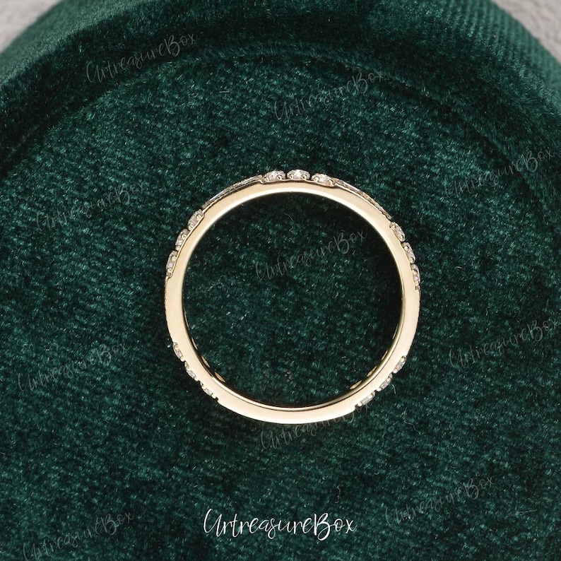 Baguette and Round Cut Moissanite Wedding Band Women Yellow Gold Art ...
