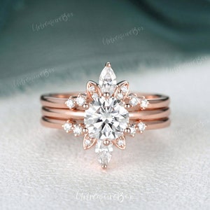 Rose Gold Ring Enhancer Women Wedding Ring Enhancer Wedding Band Diamond Custom Curved Wedding Band Moissanite Double Ring Anniversary Gift image 9