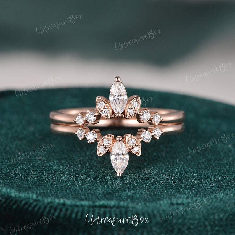 Rose Gold Ring Enhancer Women Wedding Ring Enhancer Wedding Band Diamond Custom Curved Wedding Band Moissanite Double Ring Anniversary Gift image 1