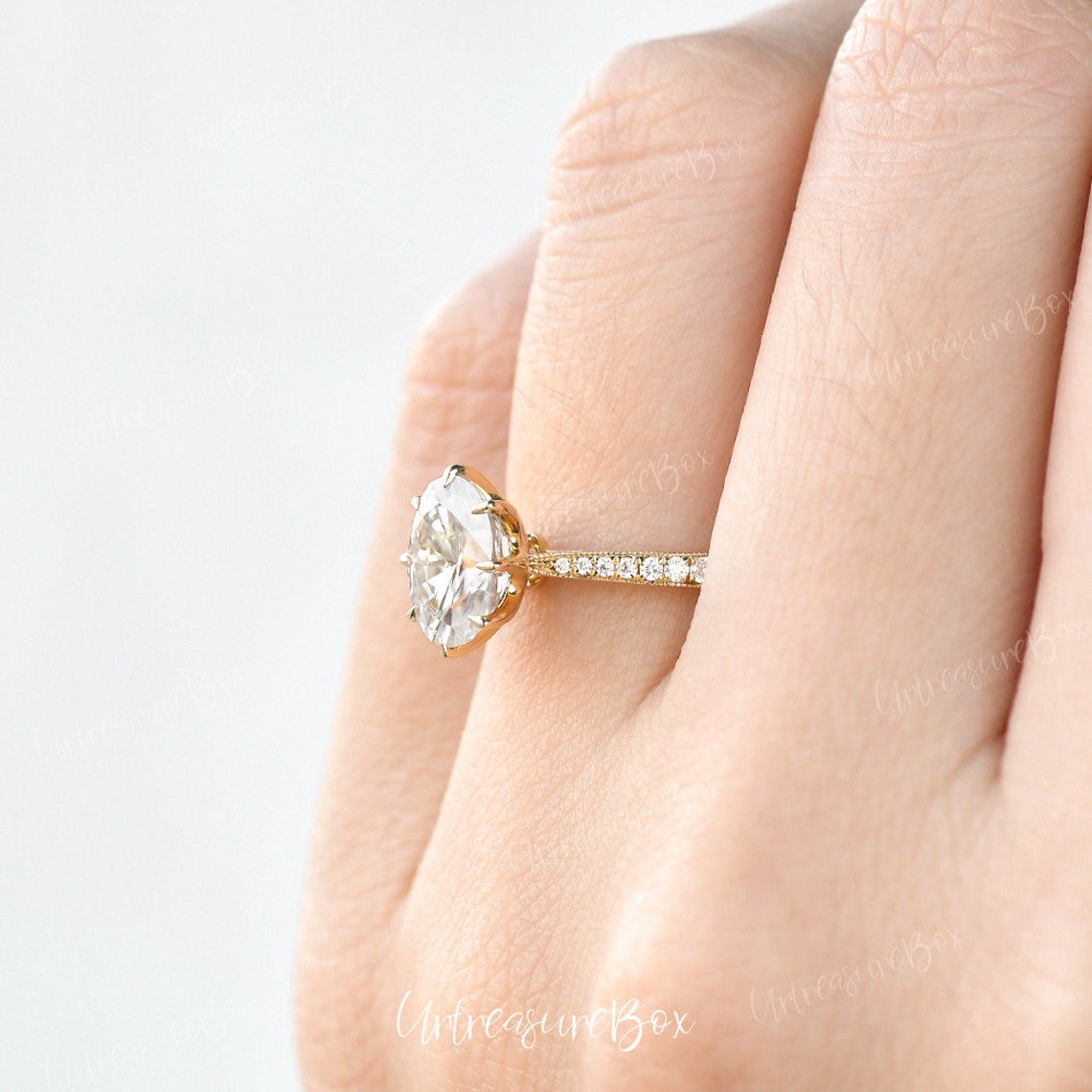 2ct Lab Grown Diamond Engagement Ring Yellow gold Carat Choice Etsy
