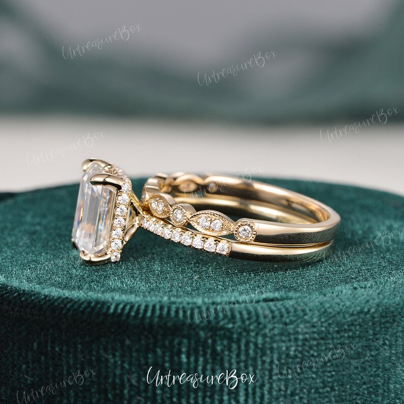 2.5ct Emerald Cut Engagement Ring Hidden Halo Emerald Cut Etsy