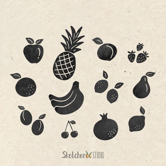 Clipart De Frutas En Blanco Y Negro