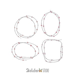 May include: Four black frames with pink hearts around the edges. The frames are in a square arrangement. The text "Sketchero STUDIO" is at the bottom of the image.