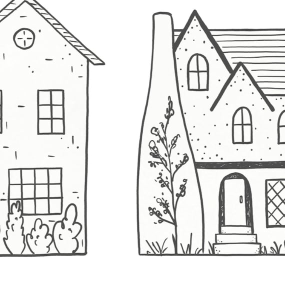 Coloring House Clipart Houses Color Doodles | Hand Drawn Home, City