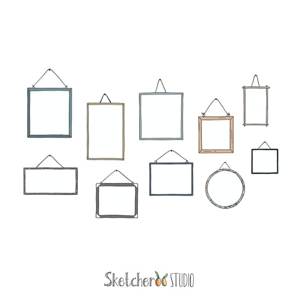 Picture frame clipart • 10 hand drawn digital images • png, doodles, picture frames, photos