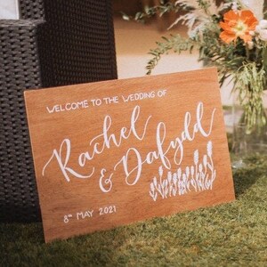 Rustic A2 Wooden Wedding Welcome Sign personalised and handwritten