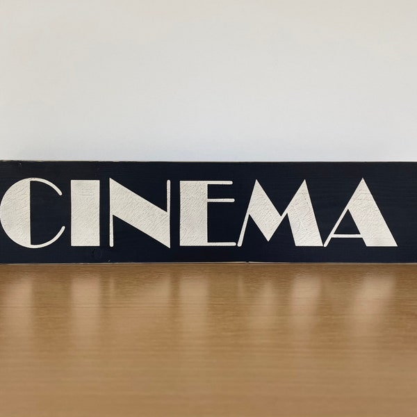 Cinema - Panneau en bois de style vintage | pour la maison/la chambre/le salon/le salon