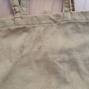Shopper (tote bag) große Umhängetasche aus breitem Cord in grau und senffarben mit Futter und Innentasche