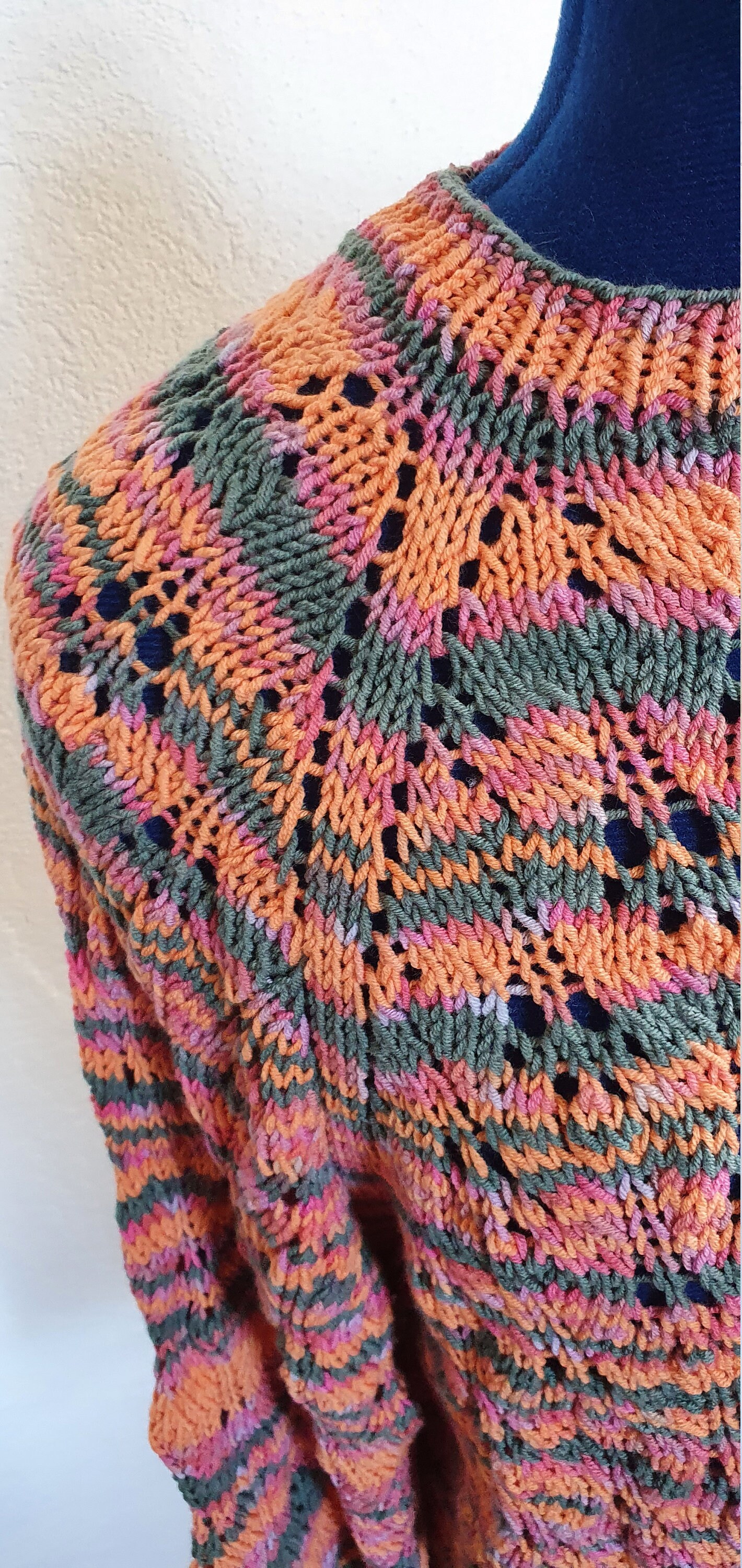 Hand-knitted Summer Sweater in Openwork Pattern With