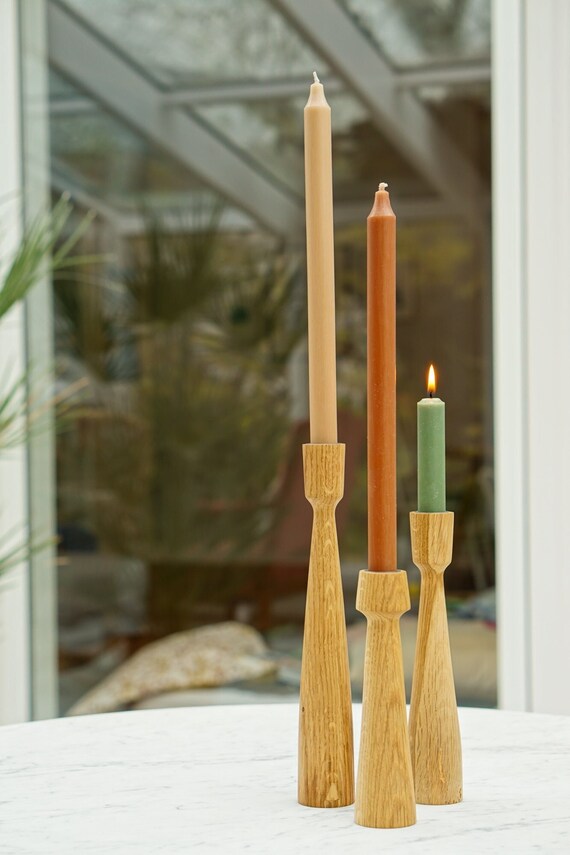 Kerzenständer aus Eiche in Handarbeit gedrechselt - Holz