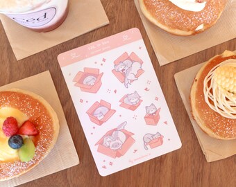Cat in Box Glitter Sticker Sheet