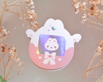 Angel Bunny Tamagotchi Holographic Vinyl Sticker