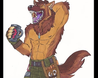 Comisión de cuerpo completo Traditionall Art Furry Anthro RPF PBF Animal Head