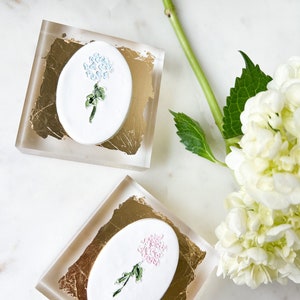Hydrangea Intaglio Art on a 3x3 Acrylic Block
