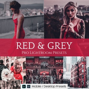 10 Red and Grey Mobile Lightroom Presets -  Desktop Presets - Instagram Presets - Lifestyle Presets - iPhone Presets - Blogger Presets