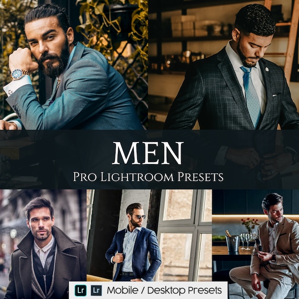 10 Préréglages Lightroom mobiles pour hommes - Préréglages de bureau - Préréglages Instagram - Préréglages de style de vie - Préréglages iPhone - Préréglages Blogger - Mode
