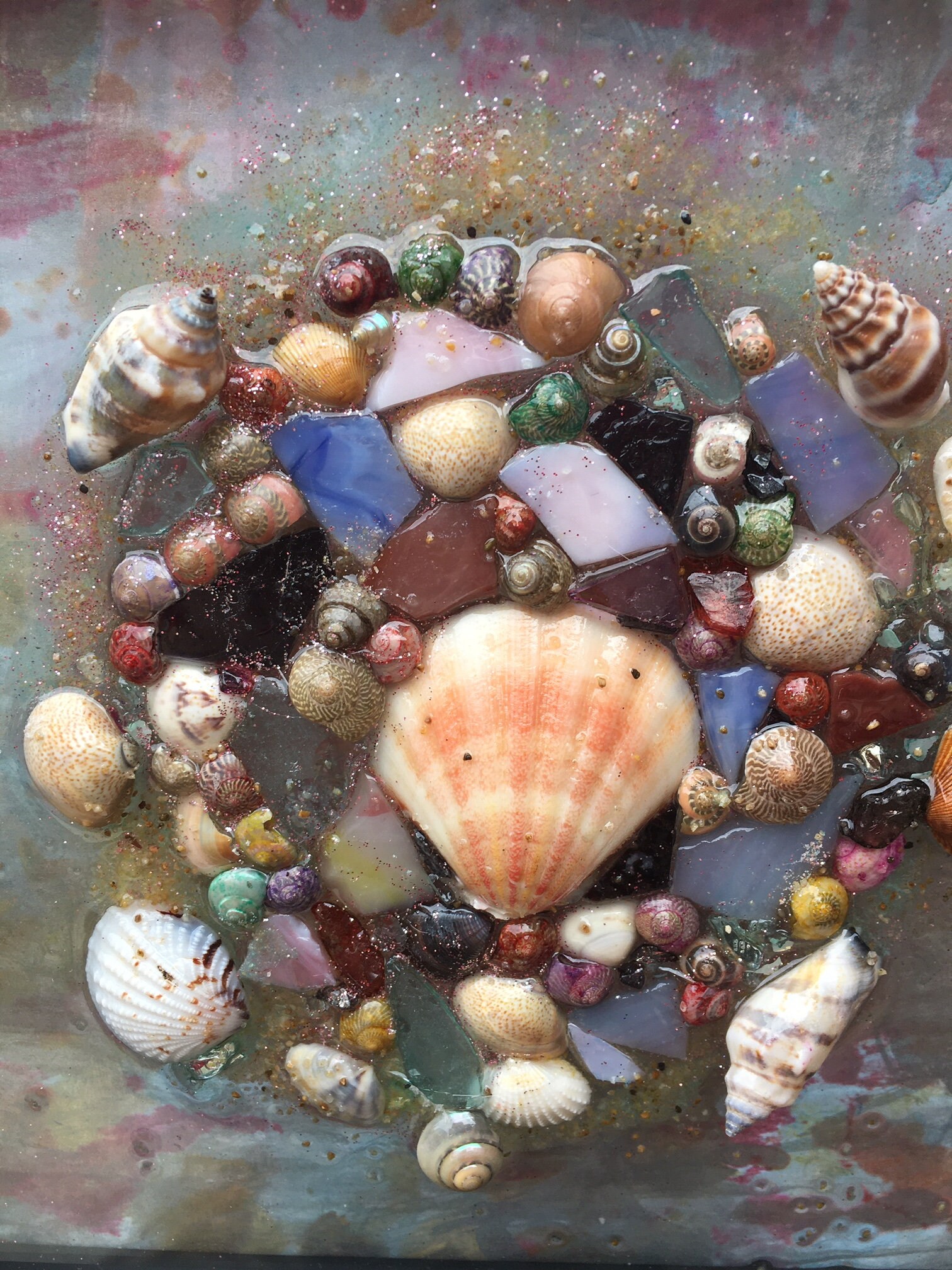 9 X 9 Floating Shell Art in Mauve - Etsy UK