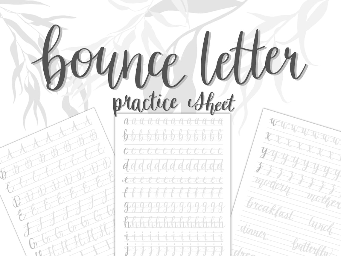 Beginner Bounce Lettering Worksheet Hand Lettering Practice Etsy